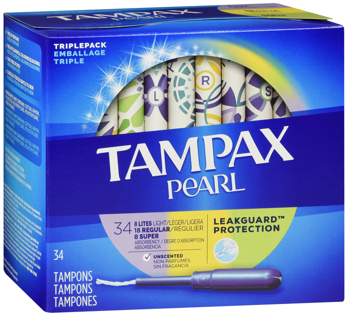 Tampax Pearl Unscented TriplePack Tampons 34ct