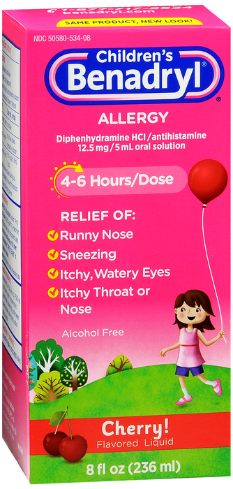 Benadryl Kids Allergy Liquid Cherry 8oz