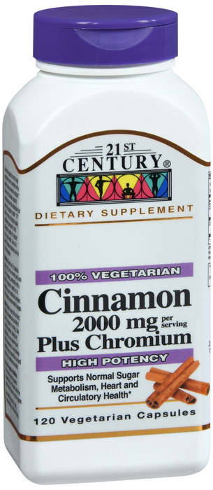 21st Century Cinnamon 2000mg Plus Chromium Veggie Capsules 120ct