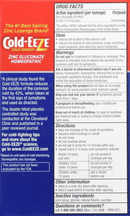 Cold-Eeze Natural Cherry Flavor Lozenges 25ct