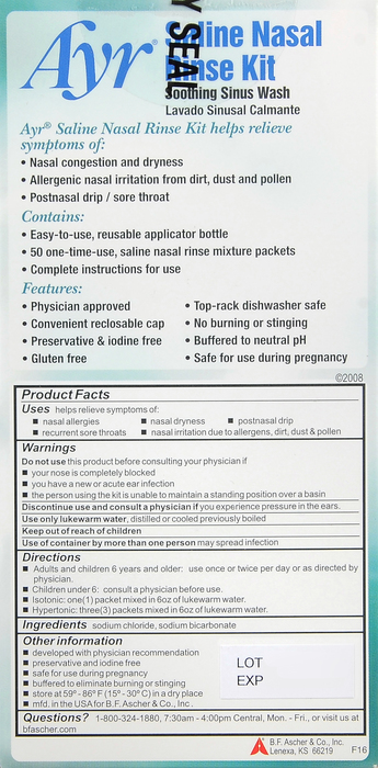 AYR SALINE NASAL RINSE KIT 50CT