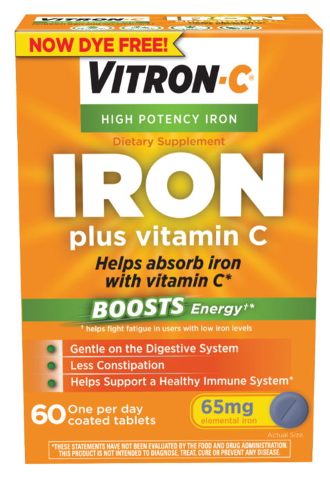 Vitron-C High Potency Iron Supplement with Vitamin C 60ct