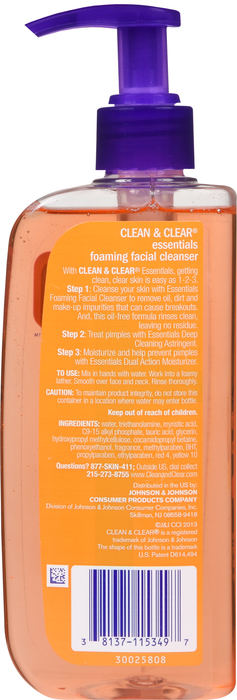 CLEAN&CLEAR FOAM FACE CLEANSER WASH 8OZ