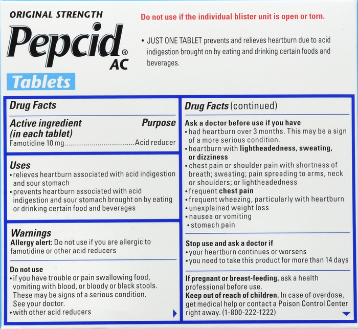 Pepcid AC Original Strength Acid Reducer Tablets 30ct