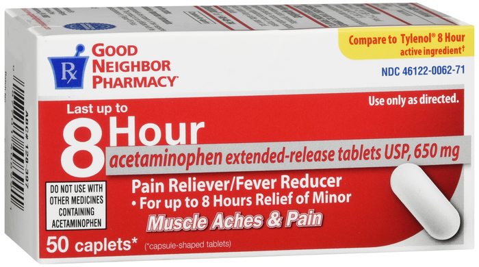 Good Neighbor Pharmacy 8 Hour Pain Reliever Acetaminophen 650mg Caplets 50ct