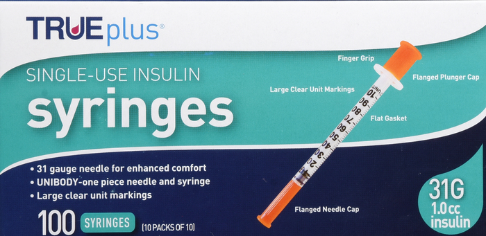 TRUEPLUS SYRINGE 5/16 INCH 31GX1CC 100CT