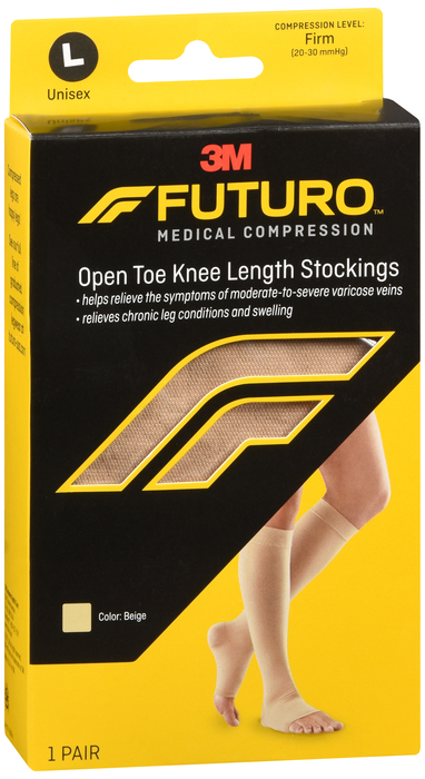 Futuro Open Toe Knee Length Stockings 20-30mmHg Beige Large 1ct