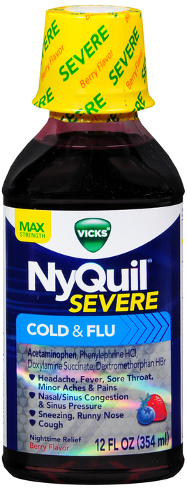 NyQuil Severe Cold & Flu Mixed Berry Liquid 12oz