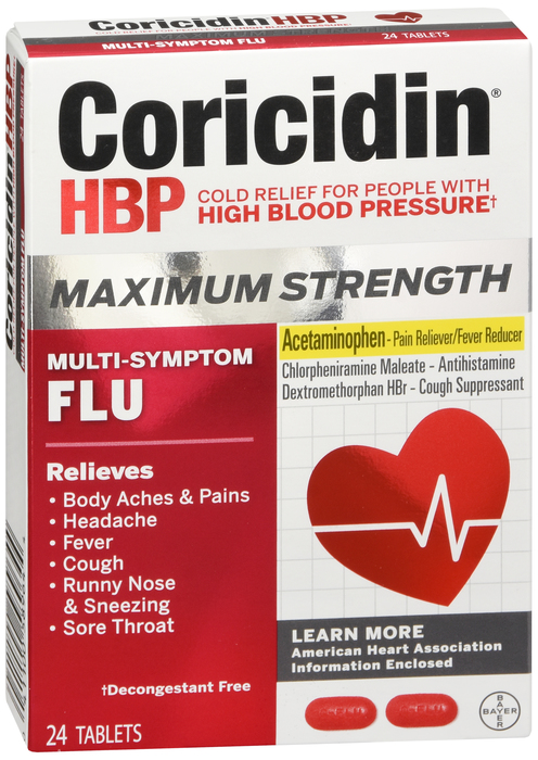 Coricidin HBP Maximum Strength Flu Tablets 24ct