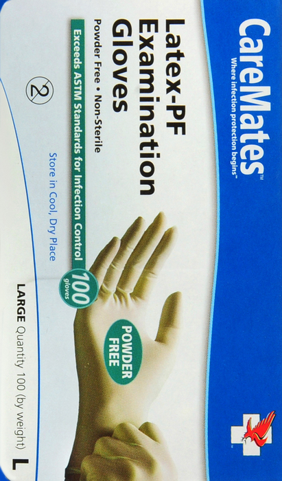 CareMates Latex-PF Exam Gloves Large 100ct