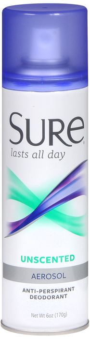 Sure Anti-Perspirant Unscented Spray Deodorant 6oz