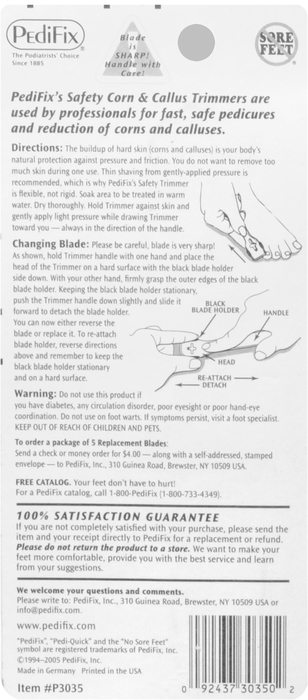 PEDIFIX PEDI-QUICK CORN & CALLUS TRIM DS