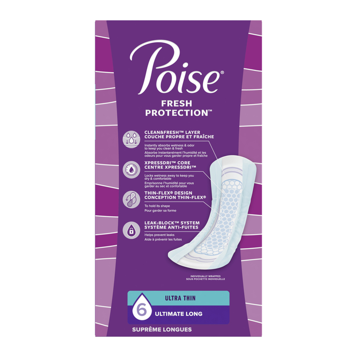 POISE ULTRATHIN LONG PAD 2X26CT