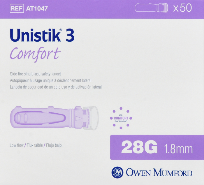 Unistik 3 Comfort Lancets 1.8mmx28g 50ct