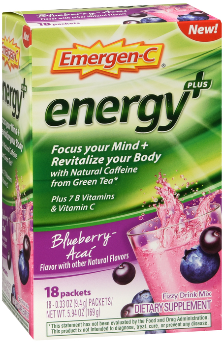 EMERGEN-C ENERGY+ BLUEBRRY ACAI PWD 18CT