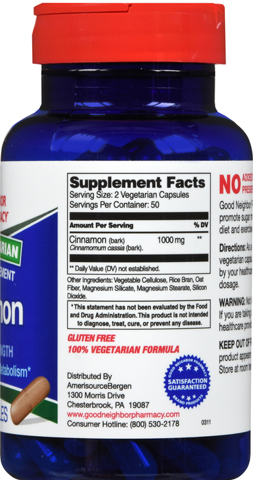 Good Neighbor Pharmacy Cinnamon 500mg Capsules 100ct