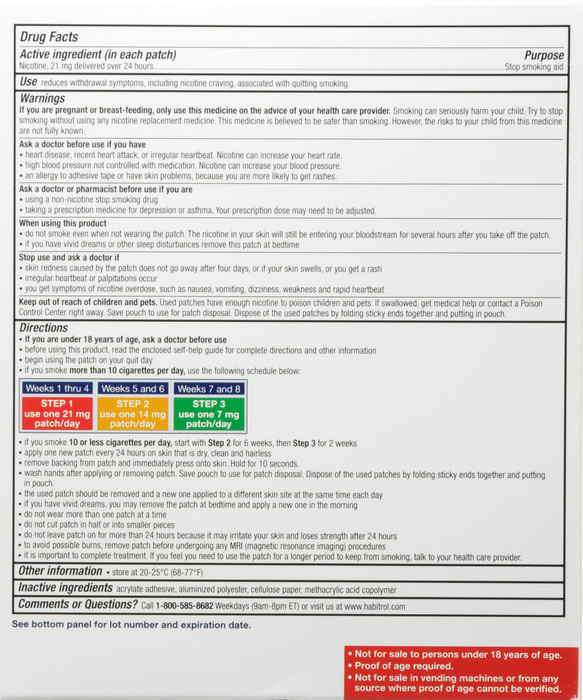 Habitrol Nicotine Transdermal System 21mg Stop Smoking Aid Patch 7ct