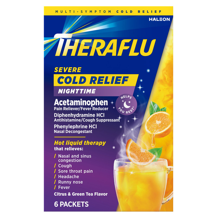 THERAFLU COLD NIGHT CITR GRN TEA PWD 6CT