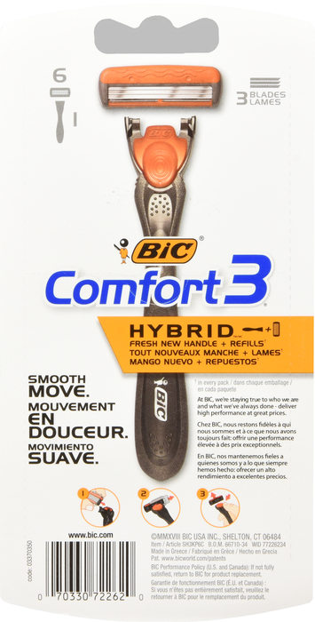 Bic Hybrid Advance Disposable Razor System 6ct