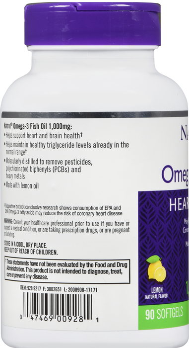 Natrol Omega-3 Fish Oil 1000mg Dietary Supplement Softgels 90ct