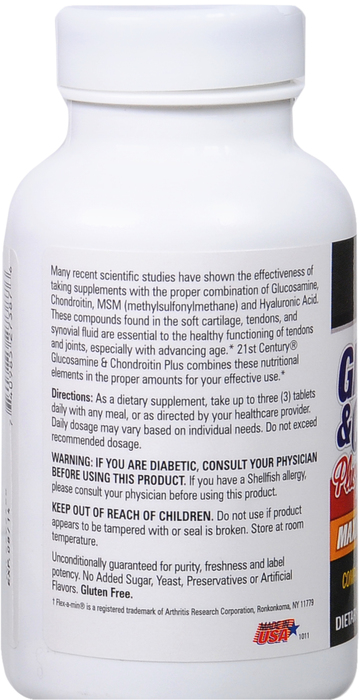 21st Century Glucosamine & Chondroitin + MSM Tablets 120ct