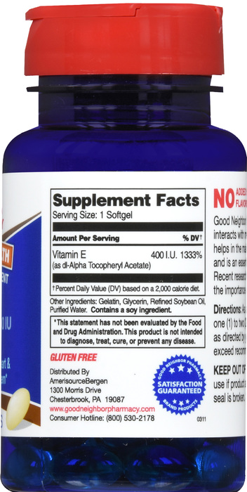 Good Neighbor Pharmacy Vitamin E 400 Softgels 100ct