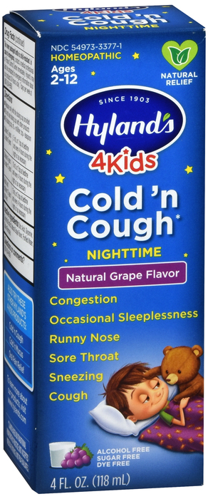 Hyland's 4 Kids Cold 'n Cough Nighttime Relief Grape Flavor 4oz