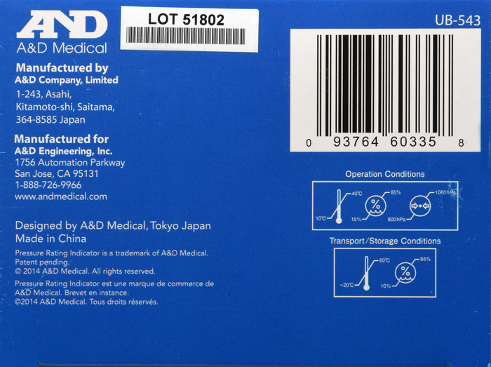 A&D Blood Pressure Wrist Monitor UB-543