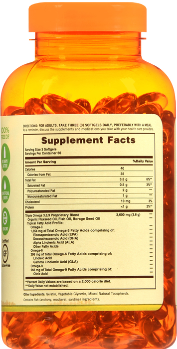 OMEGA 3-6-9 TRIPLE SFTGL 200CT SUNDWN