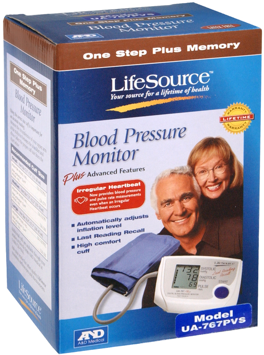 LIFESOURCE BLOOD PRESSURE MONITOR DIGITAL AUTOMATIC SMALL CUFF MEMORY