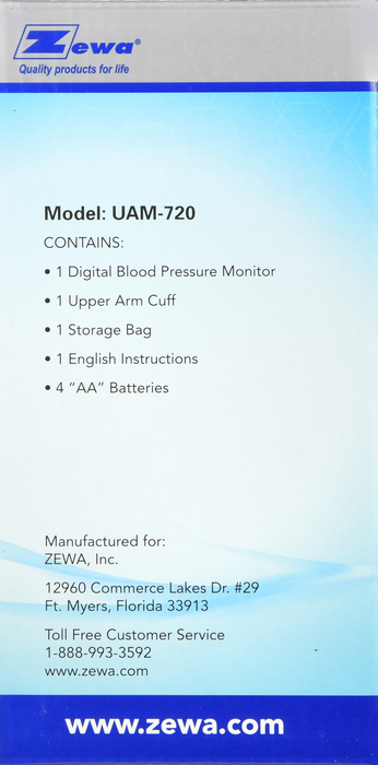 Zewa Automatic Model 8 Piece Blood Pressure Monitor 1ct