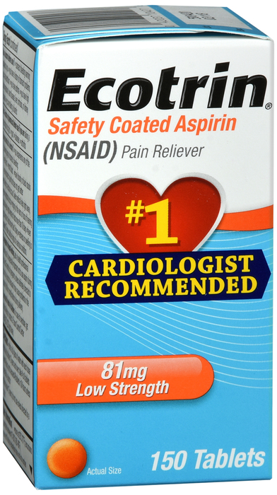 Ecotrin Low Strength Safety Coated Aspirin 81mg Tablets 150ct