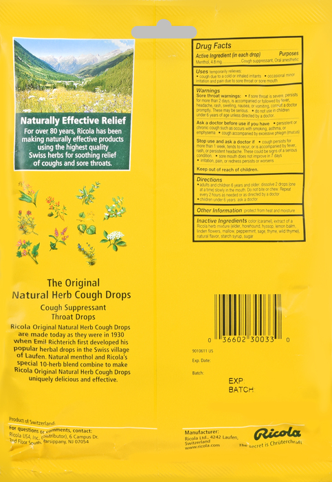 Ricola Bag Family Original Herb Drops 50ct