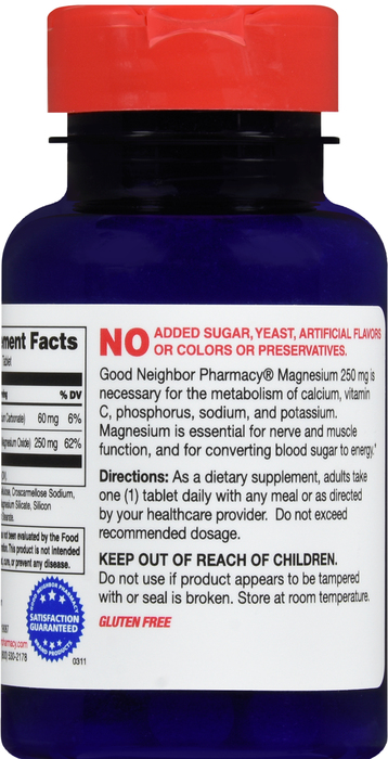 Good Neighbor Pharmacy Magnesium 250mg Tablets 100ct