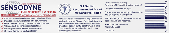 Sensodyne Full Protection Teeth Whitening Sensitive Toothpaste 4oz