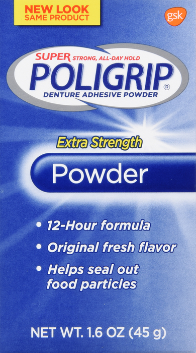 Poligrip Extra Strength Denture Adhesive Powder 1.6oz