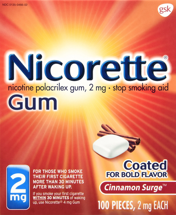 Nicorette Stop Smoking Aid 2mg Cinnamon Surge Coated Nicotine Gum 100ct