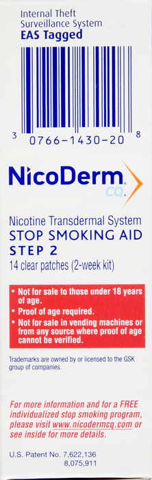 NicoDerm Nicotine Patches 14mg Step 2 Clear Patches 14ct