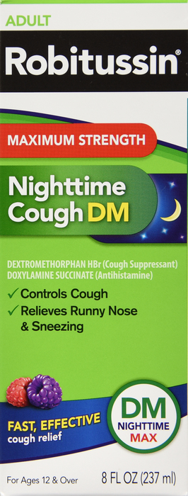 ROBITUSSIN DM MAX STR NIGHTTIME CGH 8OZ