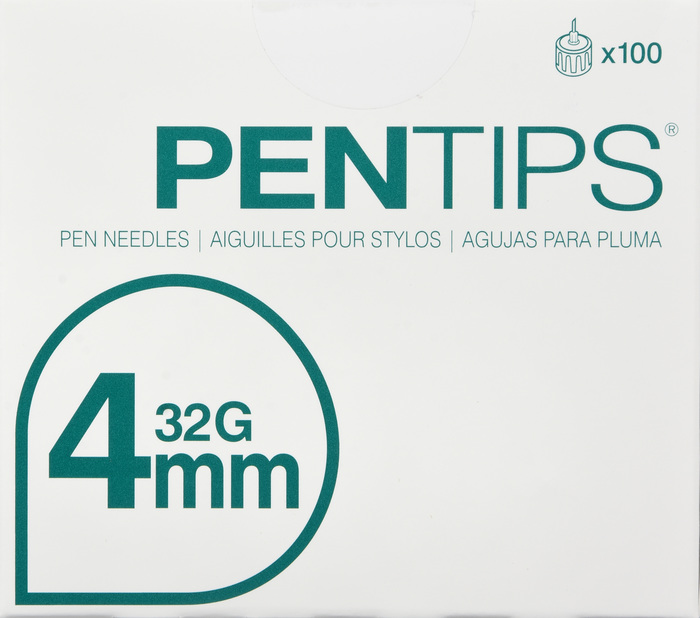 PENTIPS PEN NEEDLES 4MMX32G 100CT