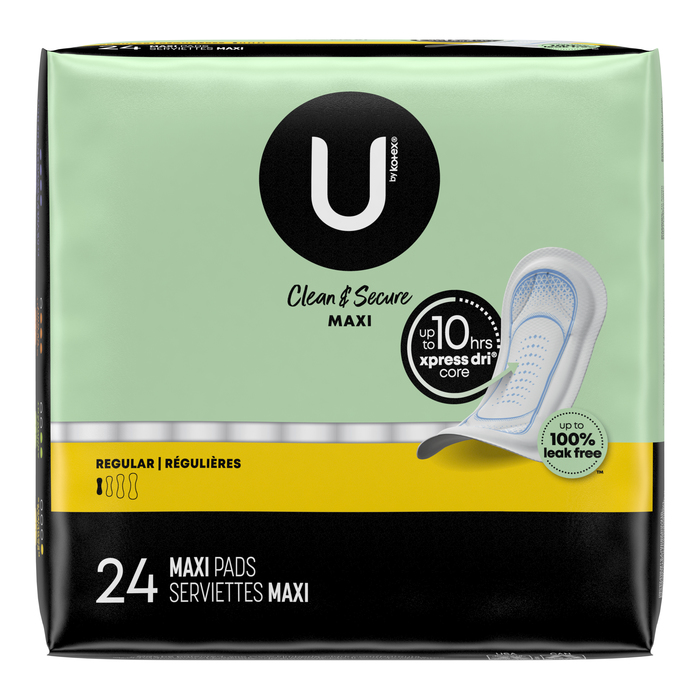 U BY KOTEX CLN&SCR MAXI REG PAD 6X24