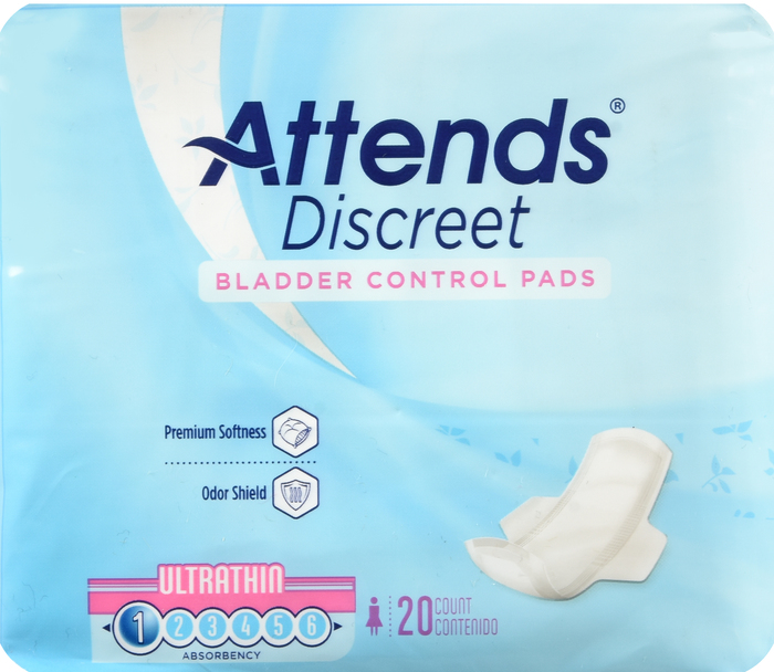 ATTENDS DISCREET PADS ULTRATHIN 10X20 CT