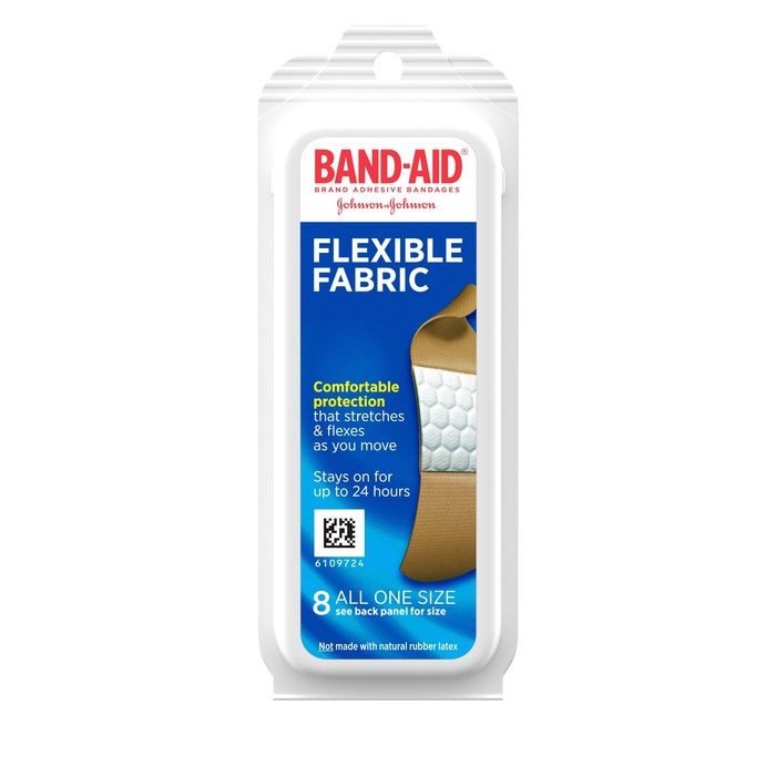 JJ BANDAID FLEXIBLE FABRIC TRAVEL PACK 12X8CT