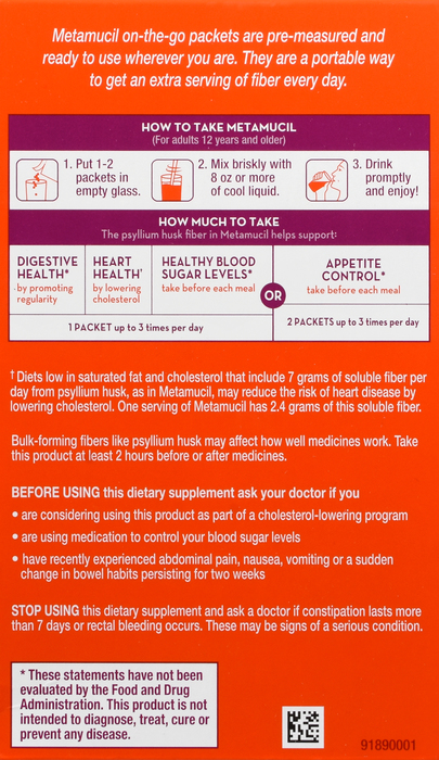 Metamucil 4-in-1 Fiber Orange Packets 30ct