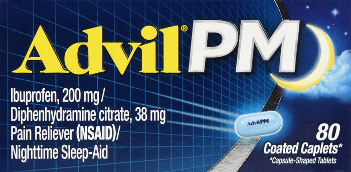 Advil PM Ibuprofen Pain Reliever/Nighttime Sleep-Aid Caplets 80ct