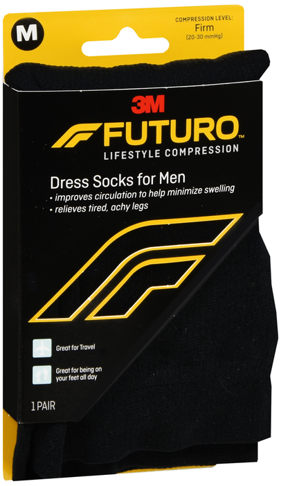 Futuro Men's Dress Socks 20-30mmHg Black Medium 1ct