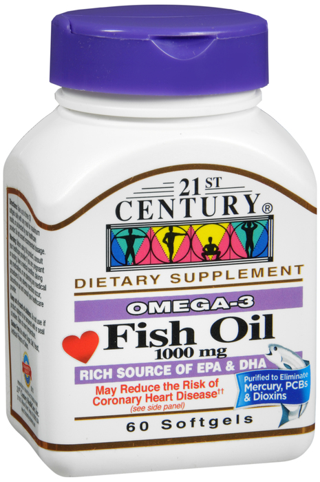 21st Century Fish Oil 1000mg Omega-3 Softgels 60ct