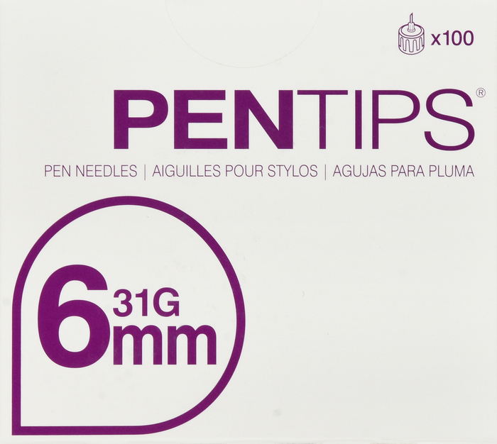 PENTIPS PEN NEEDLES 6MMX31G 100CT