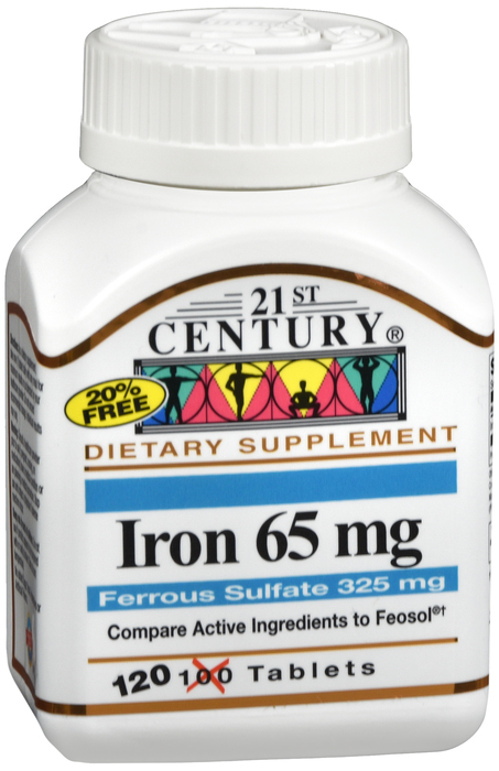 21st Century Iron 65mg & Ferrous Sulfate 325mg Tablets 120ct