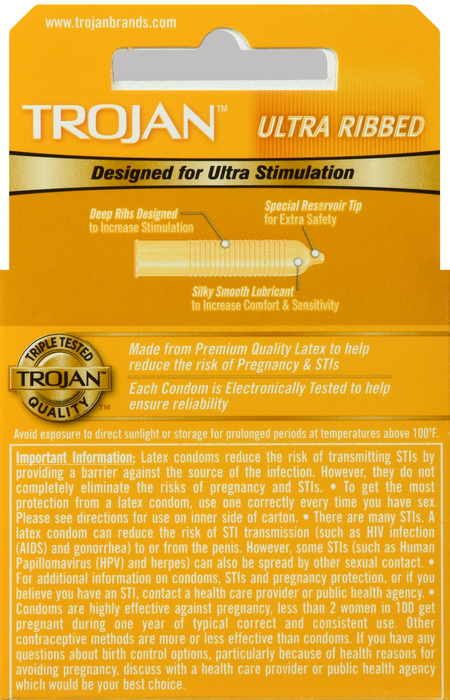 Trojan Ultra Ribbed Condoms 3ct